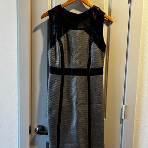 Milly Black and Gray Midi Dress